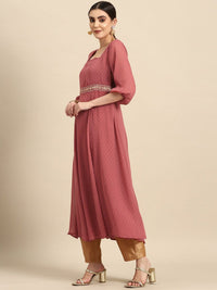 Thumbnail for All About You Square Neck Dobby Weave A-Line Kurta With Dupatta - Distacart