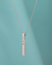 Thumbnail for Dangling Bar With Engrave Text Pendant With Chain And Rhodium Plated - Wahe Jewels