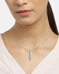 Thumbnail for Dangling Bar With Engrave Text Pendant With Chain And Rhodium Plated - Wahe Jewels