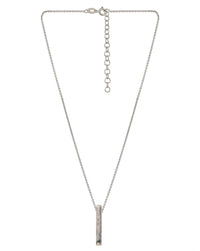 Thumbnail for Dangling Bar With Engrave Text Pendant With Chain And Rhodium Plated - Wahe Jewels