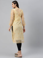 Thumbnail for ADA Women Beige & Black Ethnic Motifs Embroidered Chikankari Handloom Kurta with Trousers & Inner - Distacart