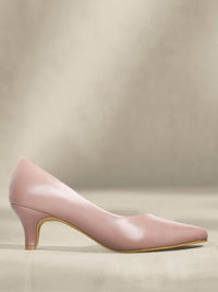 Thumbnail for ELLE Mauve Solid Kitten Pumps