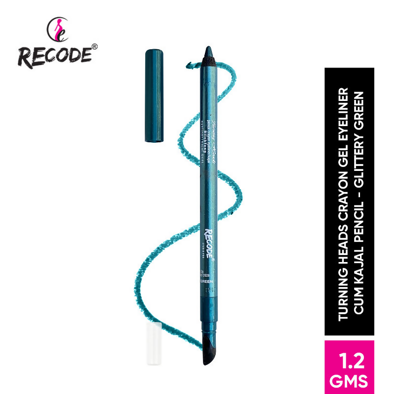 Recode Turning Heads Crayon Gel Eyeliner Cum Kajal Pencil - Glittery Green
