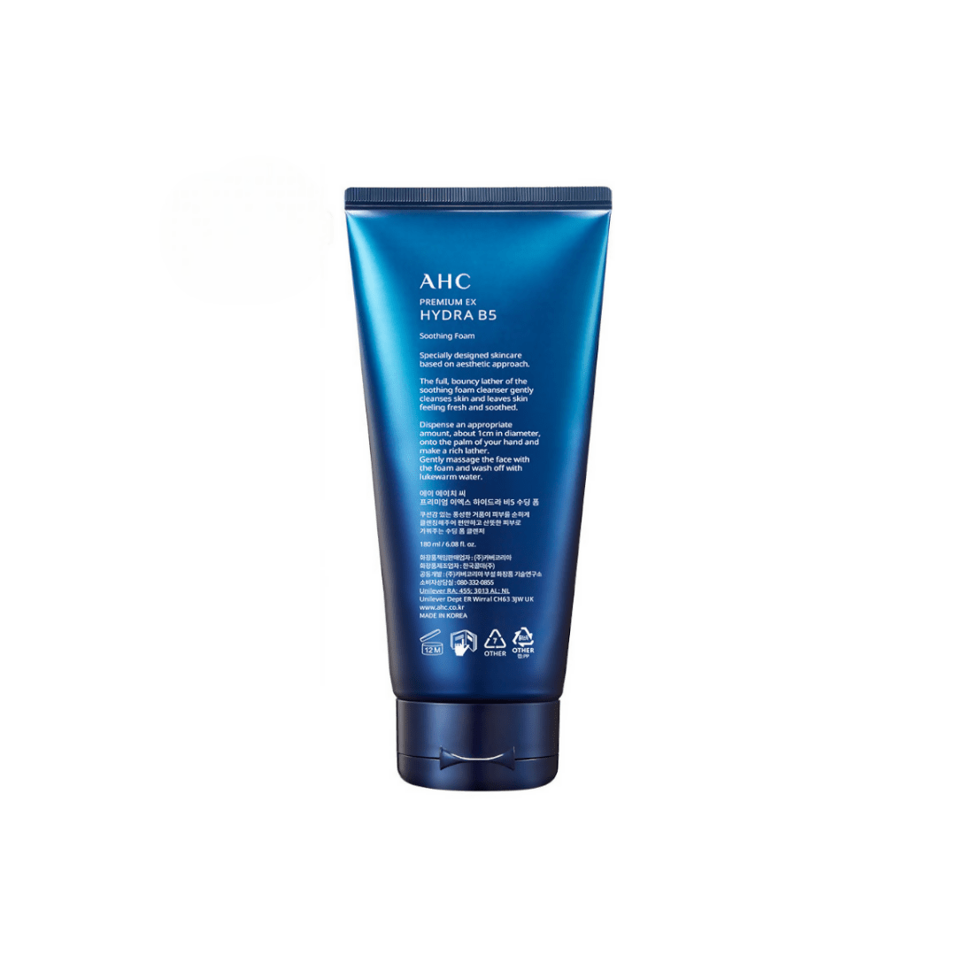 AHC Premium EX Hydra B5 Soothing Foam Face Cleanser - Korean skincare - Distacart
