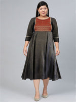 Thumbnail for AURELIA Women Navy Blue Striped A-Line Ethnic Dress - Distacart