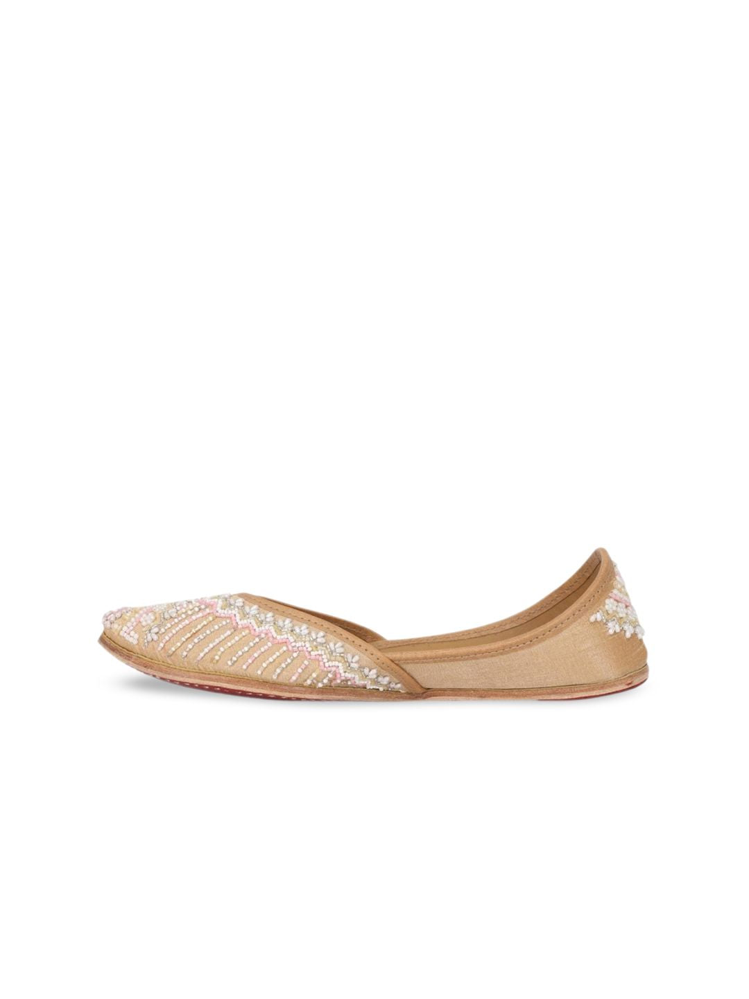 House of Pataudi Ethnic Embroidered Square Toe Fabric Mojaris