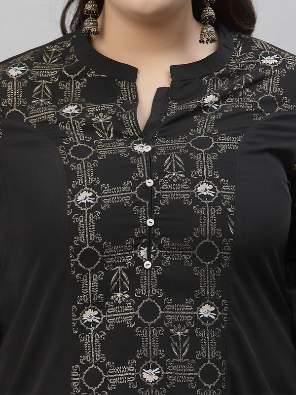 Sztori Printed Notch Neck Regular Kurta with Trousers - Distacart