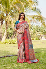 Thumbnail for Vastranavya Boutique Collection Kanjivaram Soft Silk Saree With Unstitched Blouse - Light Orange - Distacart