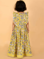Thumbnail for Lil Drama Girls Choli with Ghaghra Set - Yellow - Distacart