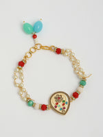 Thumbnail for NVR Women & Men Set of 2 Multicolor Stone-Studded & Beaded Bhaiya Bhabhi Rakhi With Roli Chawal - Distacart