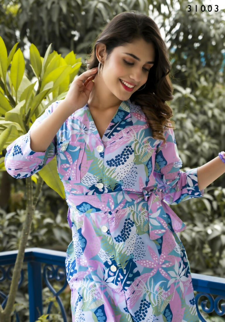 Casual Fashionable Multi Muslin Cotton co-ord set - Manya