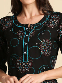 Thumbnail for Anubhutee Black & Blue Printed Straight Kurti - Distacart
