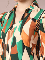 Thumbnail for Myshka Women's Multi Printed Shirt Collar Fit and Flare Party Dress - Distacart