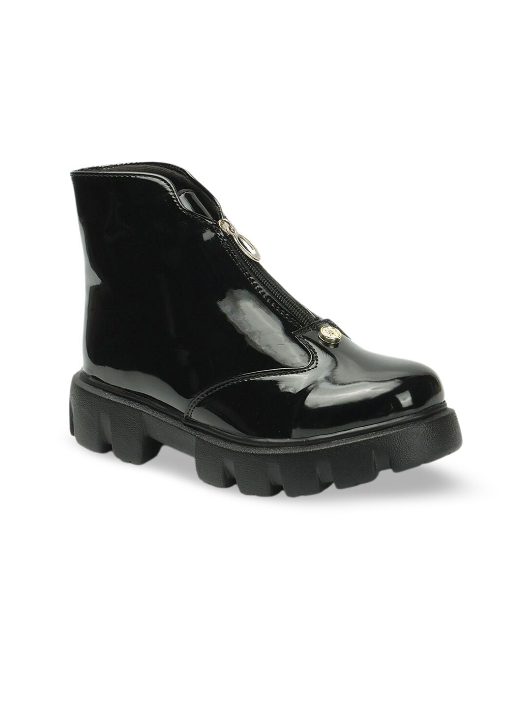Roadster The Lifestyle Co. Women Black Mid Top Platform Heel Chunky Boots With Zip