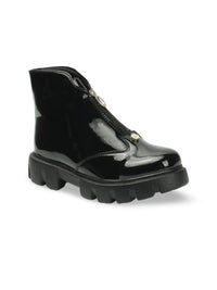 Thumbnail for Roadster The Lifestyle Co. Women Black Mid Top Platform Heel Chunky Boots With Zip