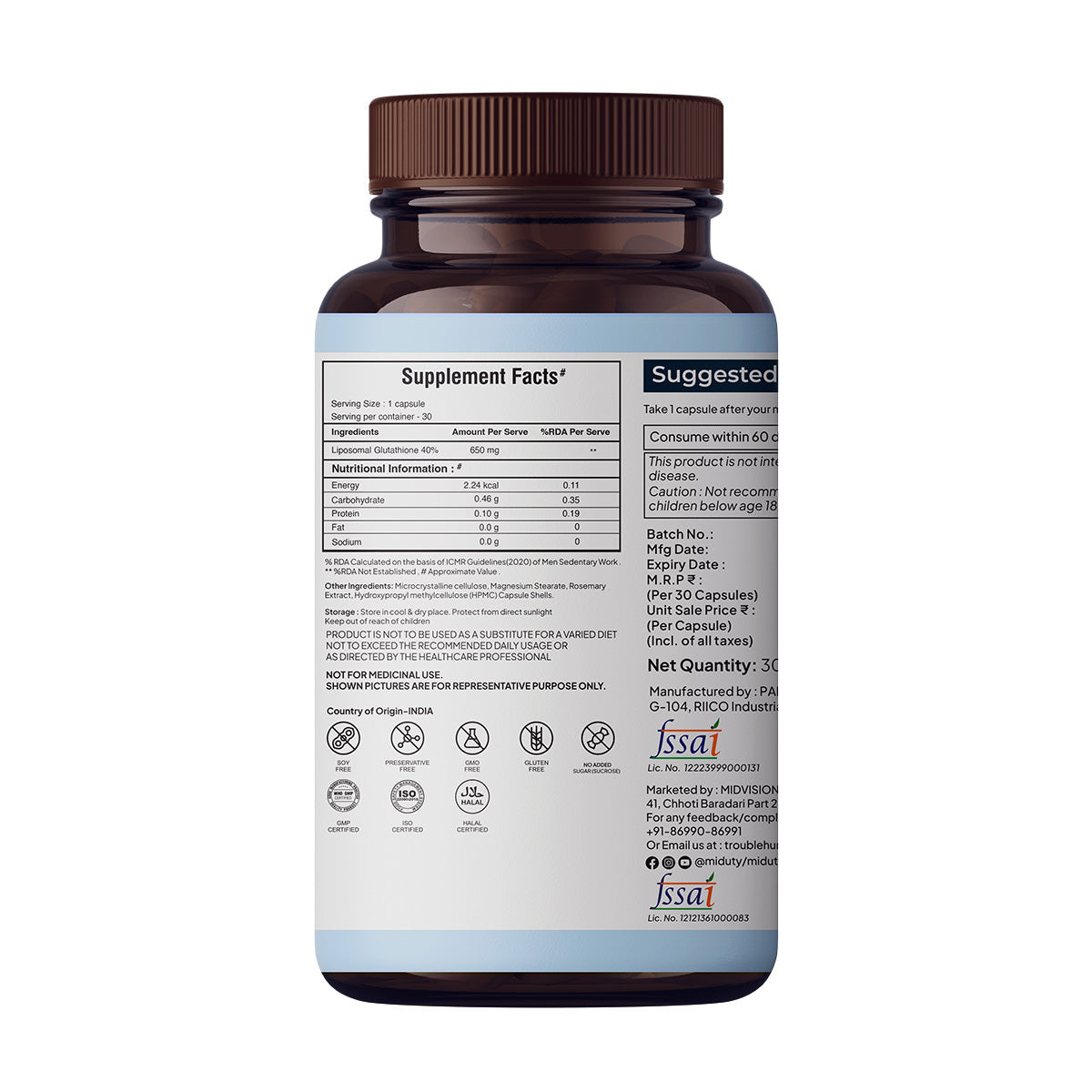 Miduty by Palak Notes Liposomal Glutathione Capsules - Distacart