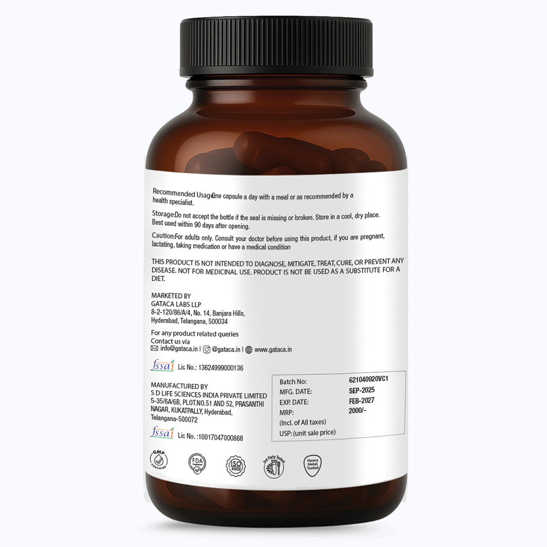 GATACA Liposomal Vitamin C Capsules for High Bioavailability| Immunity, Better Skin & Iron Absorption