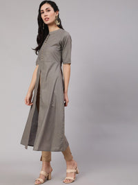 Thumbnail for Aks Ethnic Motifs Printed High Slit Fusion Kurta - Distacart
