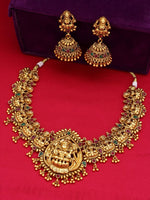 Thumbnail for Aadita Women Gold-Toned & Plated Temple Choker Jewellery Set - Distacart