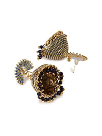 Thumbnail for Anikas Creation Gold Plated & Blue Enamelled Peacock Shaped Jhumkas - Distacart