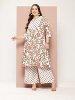 Thumbnail for Sztori Plus Size Floral Printed Regular Gotta Patti Kurta with Palazzos - Distacart