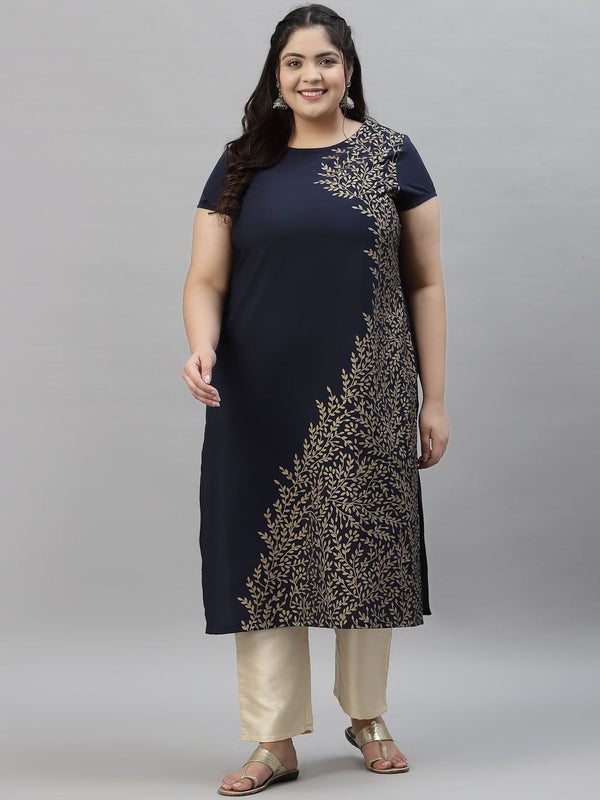 Sztori Plus Size Floral Printed Crepe Kurta - Distacart
