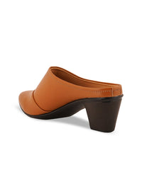 Thumbnail for ELLE Women Camel Brown Solid Block Mules