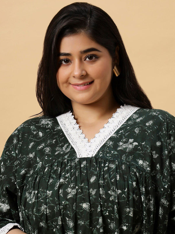 Sztori Printed V Neck A Line Kurta - Distacart