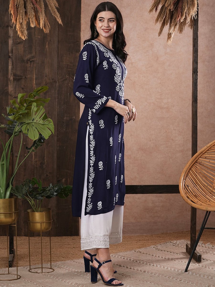 ADA Women Ethnic Motifs Printed Thread Work Kurta - Distacart