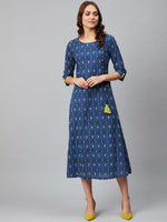 Thumbnail for AURELIA Women Yarn-Dyed Angrakha Cotton Dress - Distacart