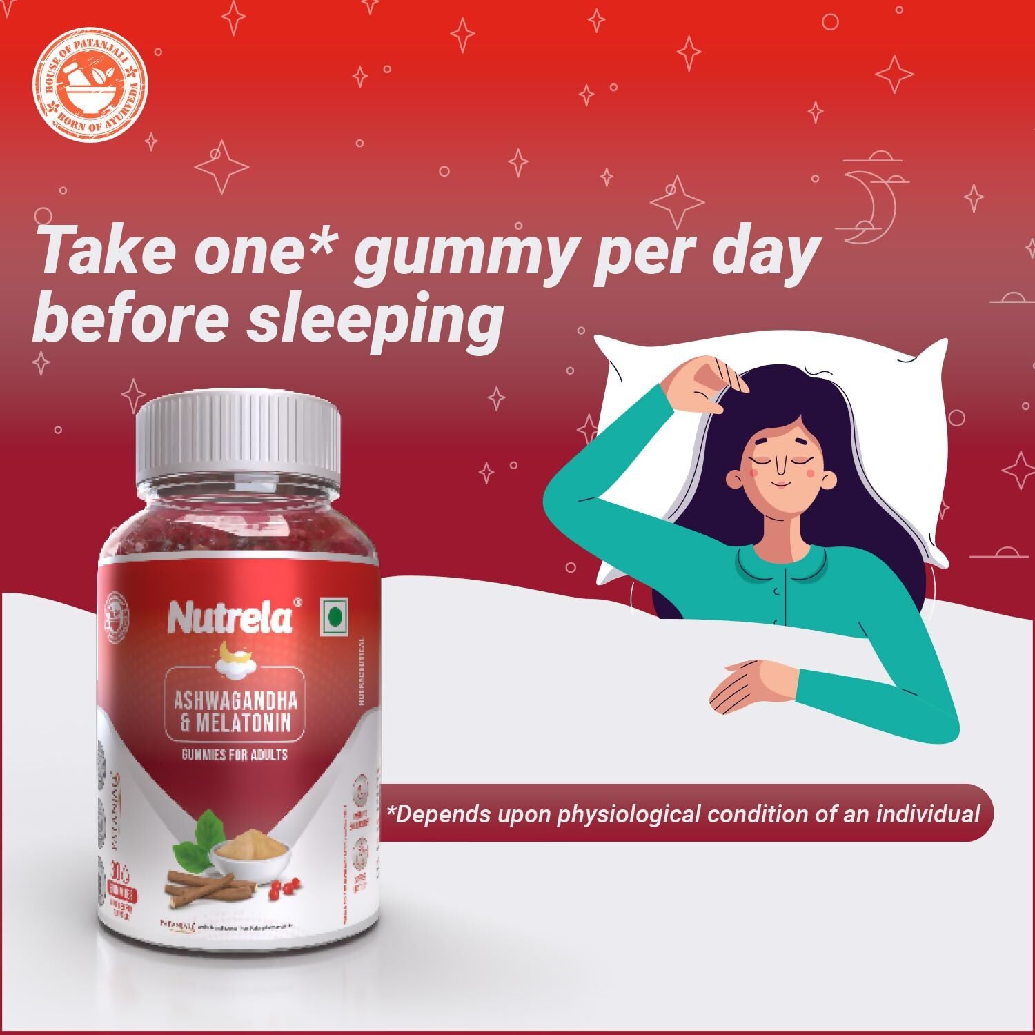 Patanjali Nutrela Ashwagandha & Melatonin Gummies - Distacart