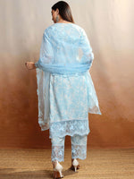 Thumbnail for Vishudh Women Floral Embroidered Regular Thread Work Kurta with Trousers & With Dupatta - Distacart