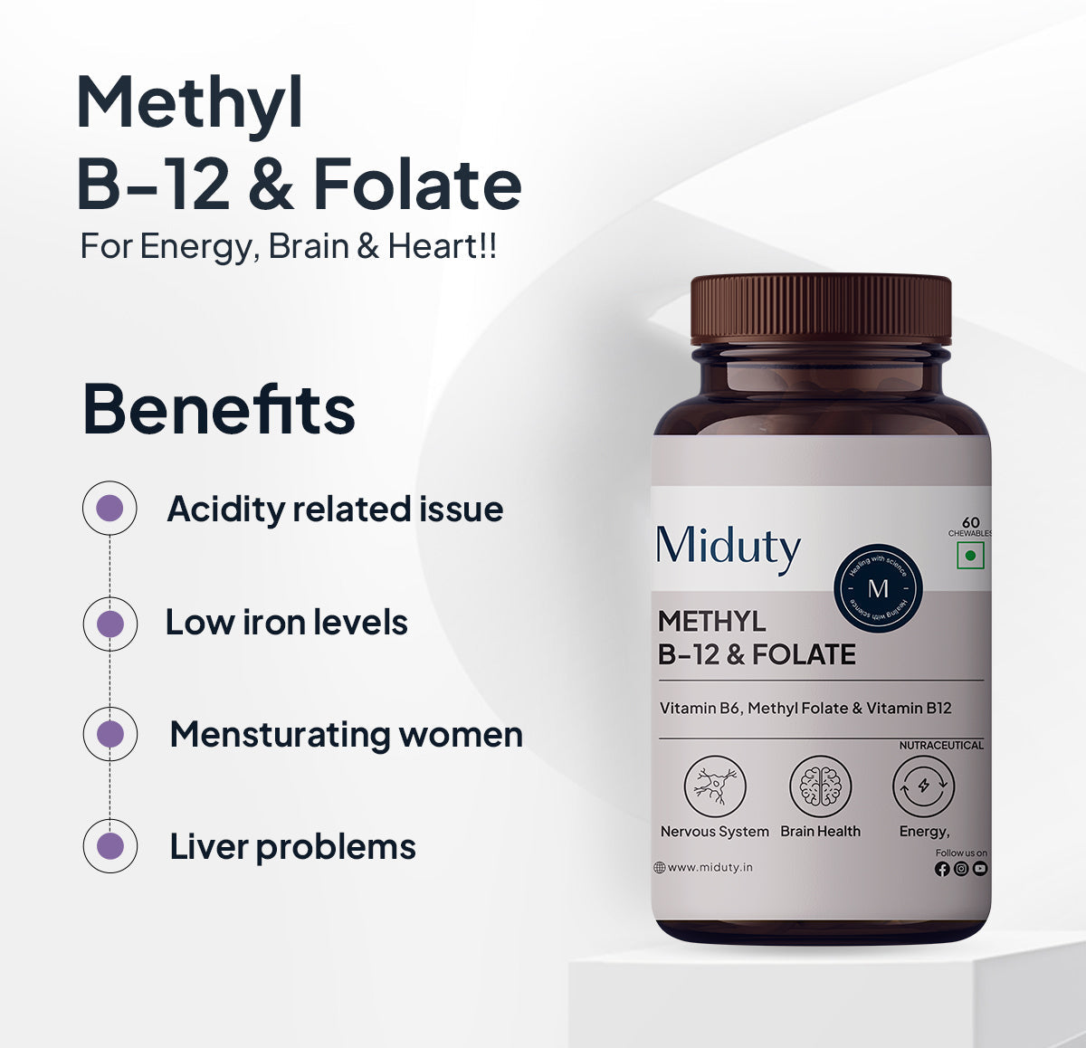 Miduty by Palak Notes Methyl B-12 & Folate Chewable Tablets - Distacart