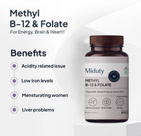 Thumbnail for Miduty by Palak Notes Methyl B-12 & Folate Chewable Tablets - Distacart