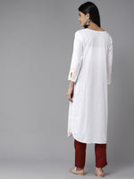 Thumbnail for ADA Ethnic Motifs Embroidered Chikankari White Romance Kurta - Distacart