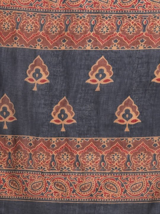 Anubhutee Navy Blue Printed Gotta Patti Pure Cotton Kurta with Trousers & Dupatta - Distacart