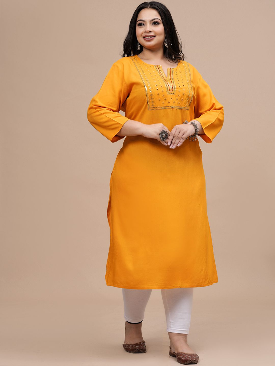 Sztori Women Flared Sleeves Thread Work Kurta - Distacart