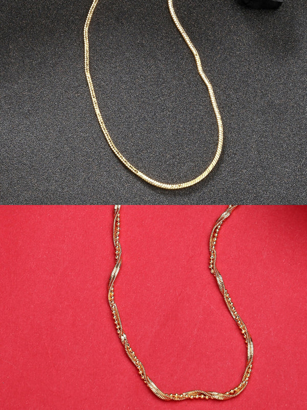 NVR Women's Set of 2 Gold-Polished Minimal Chain - Distacart