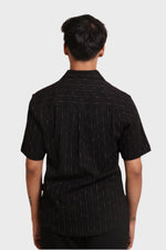 Thumbnail for Xkind Black Golden Foil Stripes Slim Fit Shirt