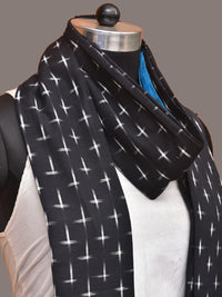 Thumbnail for Blue and Black Pochampally Ikat Cotton Handloom Dupatta with Plus Buta Design - Global Threads - Distacart