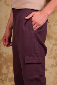 Thumbnail for Bluebird Men's Slim Fit Cotton Cargo Pant Maroon