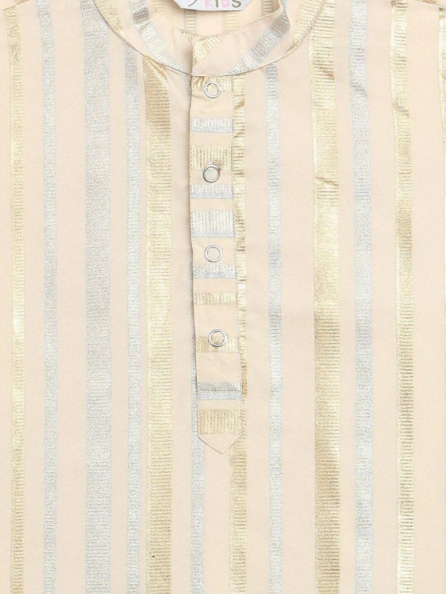 Ahalyaa Cream Crepe Foil Print Kids Kurta Churidar Set For Boys - Distacart