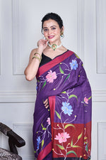 Thumbnail for Morchari Multicolour Cotton Handloom Mirror Work Saree Unstitched Blouse