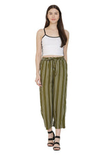 Thumbnail for Asmaani Olive Green Color Rayon Fabric Stripped Palazzo