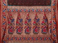 Thumbnail for Brown Bandhani Paithani Silk Handloom Saree with Peacocks Border and Pallu Design - Global Threads - Distacart