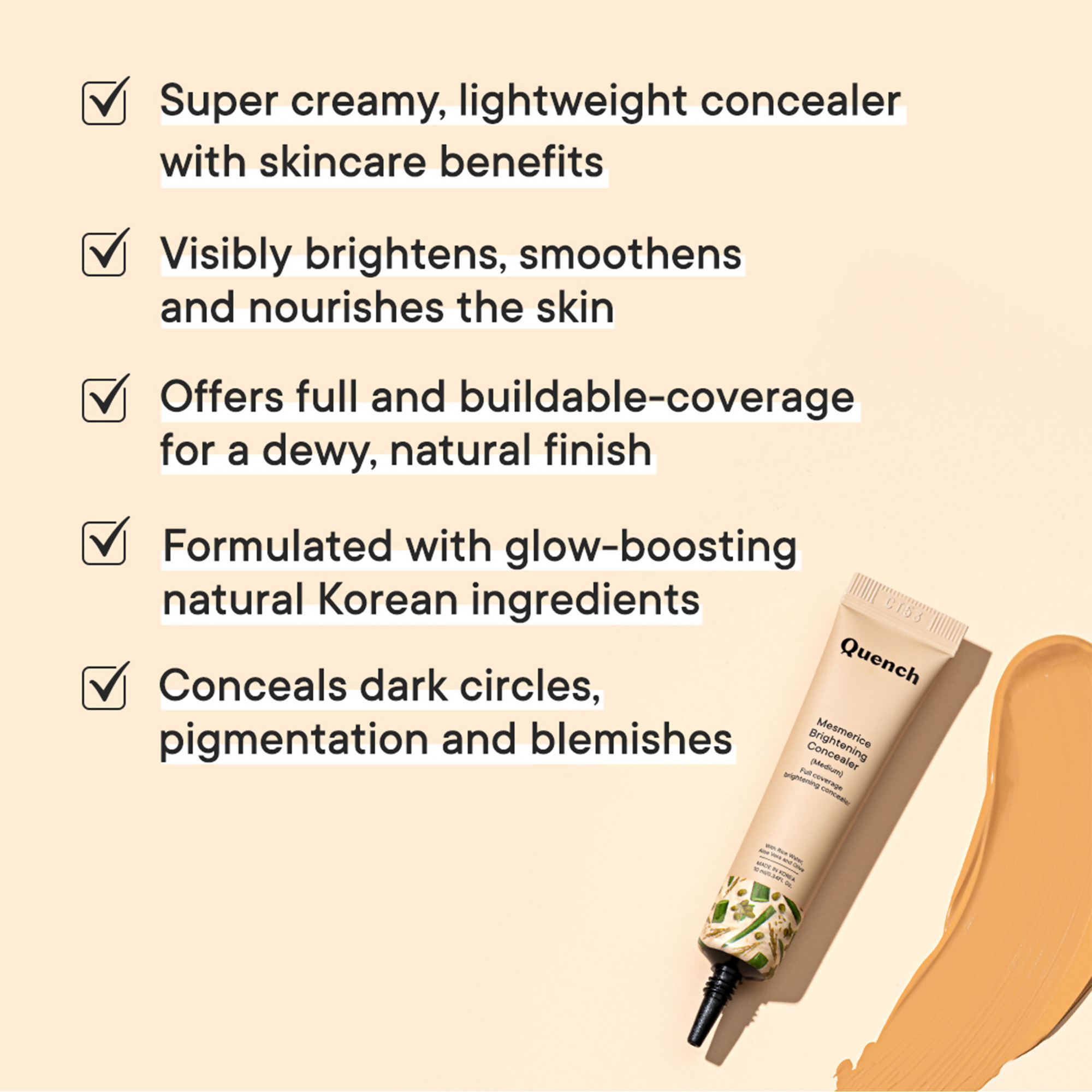 Quench Mesmerice Brightening Concealer - Light Medium - Distacart