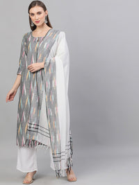 Thumbnail for Aks Abstract Printed Pure Cotton Kurta with Palazzos & With Dupatta - Distacart
