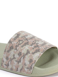 Thumbnail for DressBerry Women Green Textured Sliders