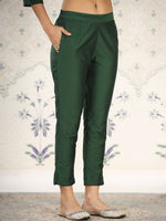 Thumbnail for Ode by House of Pataudi Embroidered Gota Patti Straight Kurta With Trousers & Dupatta - Distacart