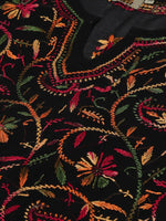 Thumbnail for ADA Women Black & Pink Chikankari Hand Embroidered Semi-Sheer Straight Sustainable Kurta With Slip - Distacart